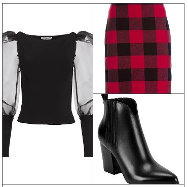 buffalo plaid skirt outfit