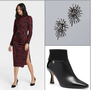 Fitted red and black dress